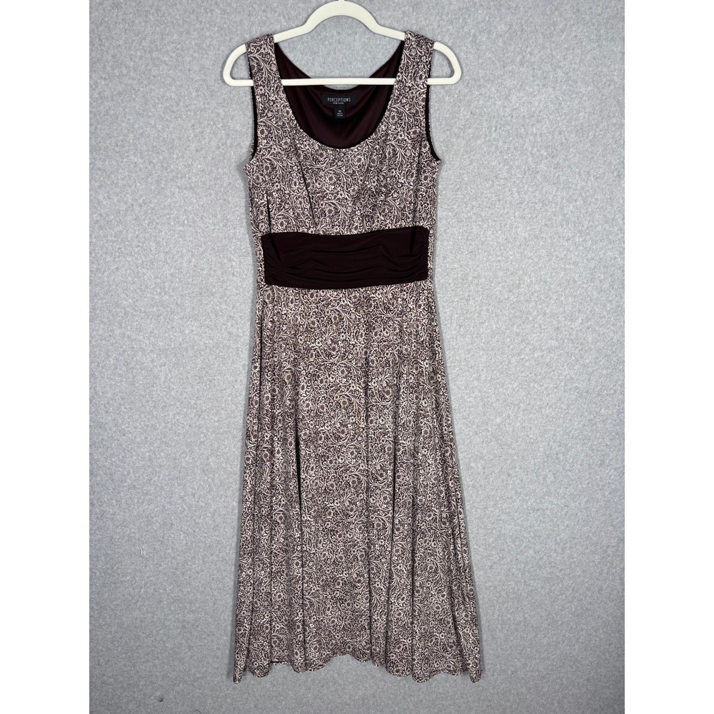Vintage 90s Midi Dress 10 Brown Paisley Lace Ruch Waist Fairy Grunge Whimsigoth